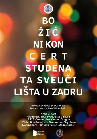 Poziv na Božićni koncert studenata Sveučilišta u Zadru