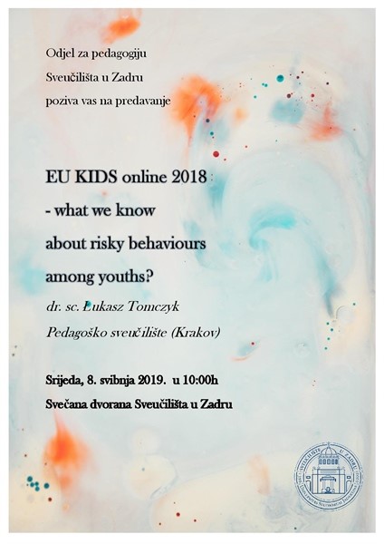 Predavanje dr. sc. Łukasza Tomczyka  „EU KIDS online 2018 - what we know about risky behaviours among youths?“