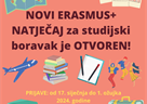 Erasmus+ Natječaj za studijski boravak za ak.god. 2024./25.